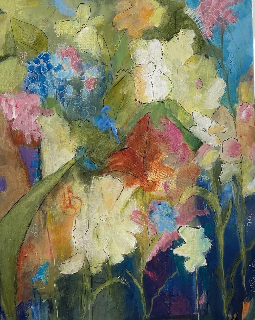 Garden with Hummingbird